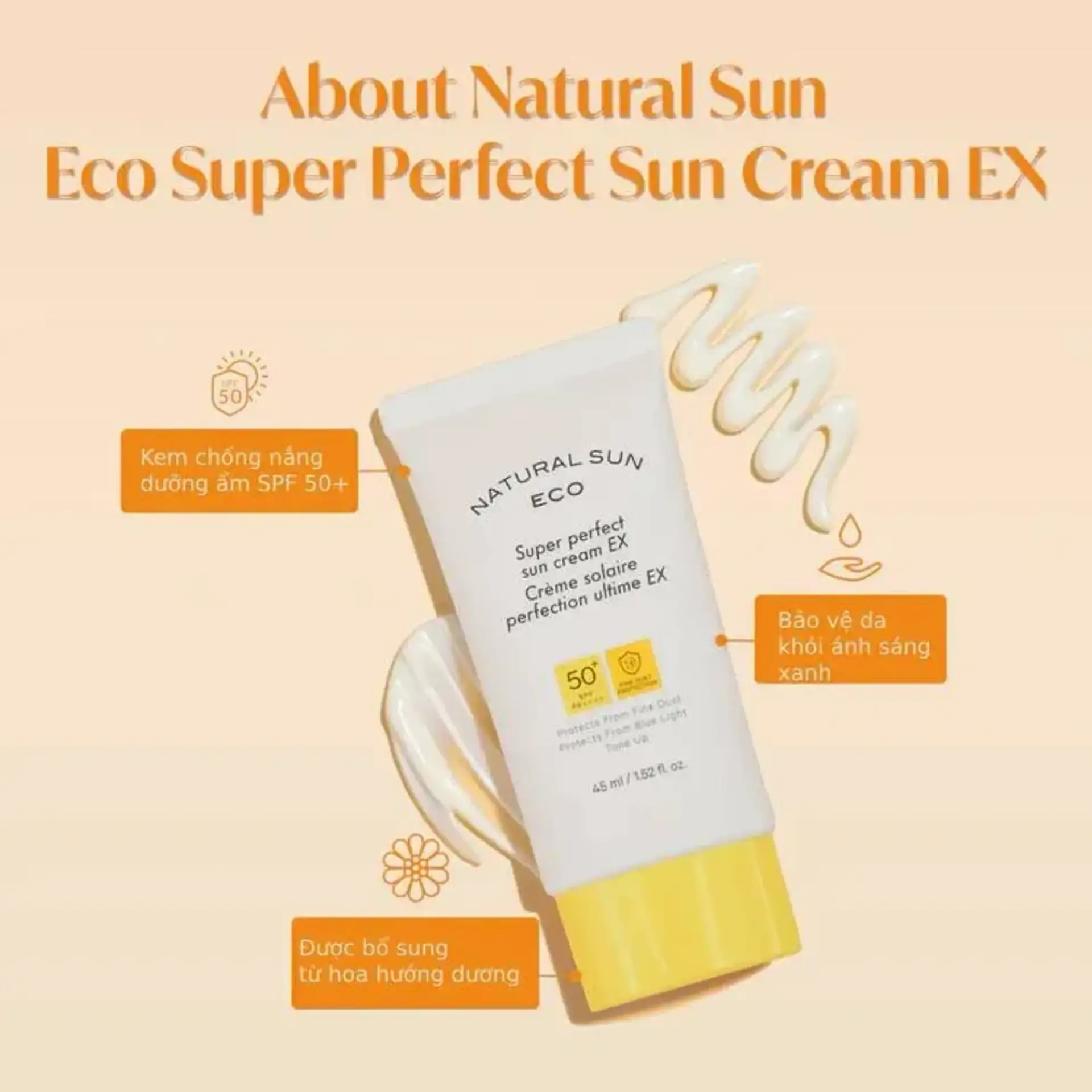 Kem Chống Nắng Chống Bụi Mịn Ánh Sáng Xanh THE FACE SHOP Natural Sun Eco Super Perfect Sun Cream Ex Spf50+ Pa++++