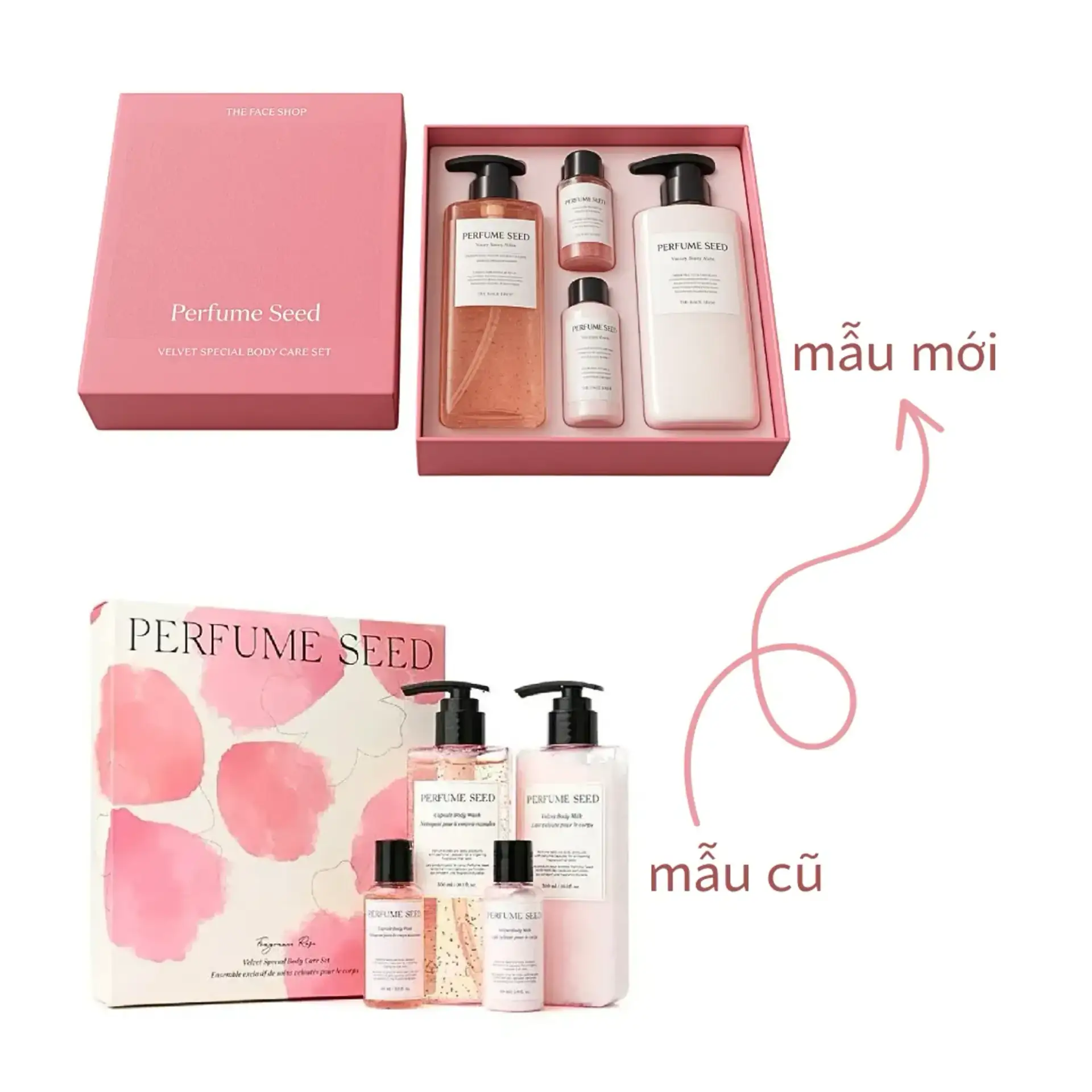 Bộ Sản Phẩm Sữa Tắm & Sữa Dưỡng Thể THE FACE SHOP Perfume Seed Velvet Special Body Care Set 4pcs